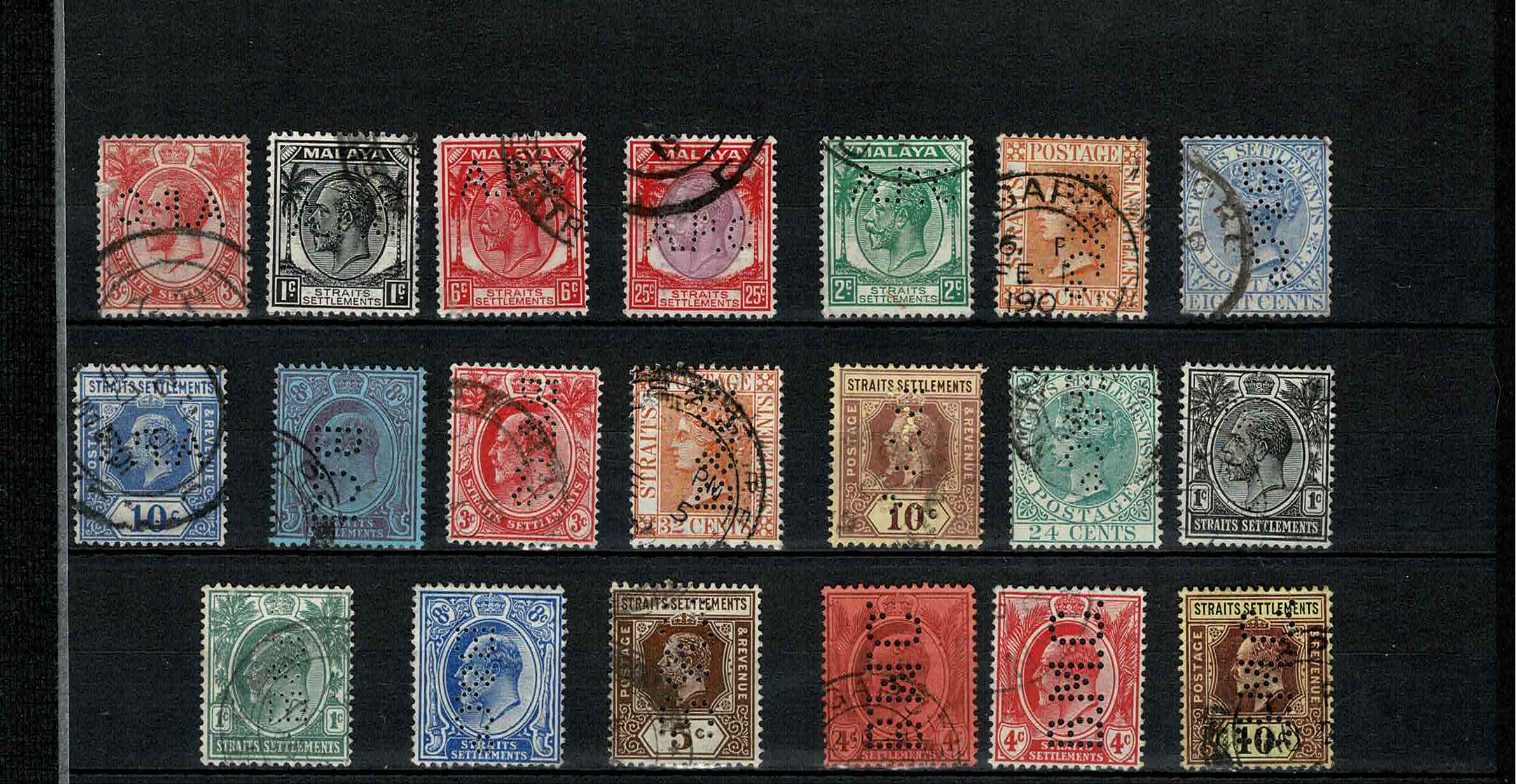 Straits Settlements 66 Perfins ~ firmaperforaties