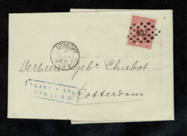 1893. 37a. 10 ct. op rekening van UTRECHT naar ROTTERDAM