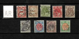 Perfin AR type 1 in  9 zegels