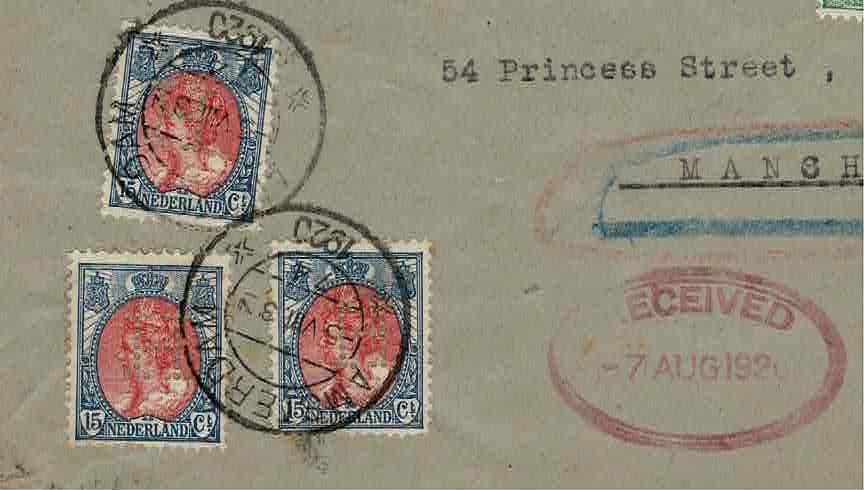 H type 5 Handelsvereeniging "JAVA"  1920 Luchtpost cover naar UK