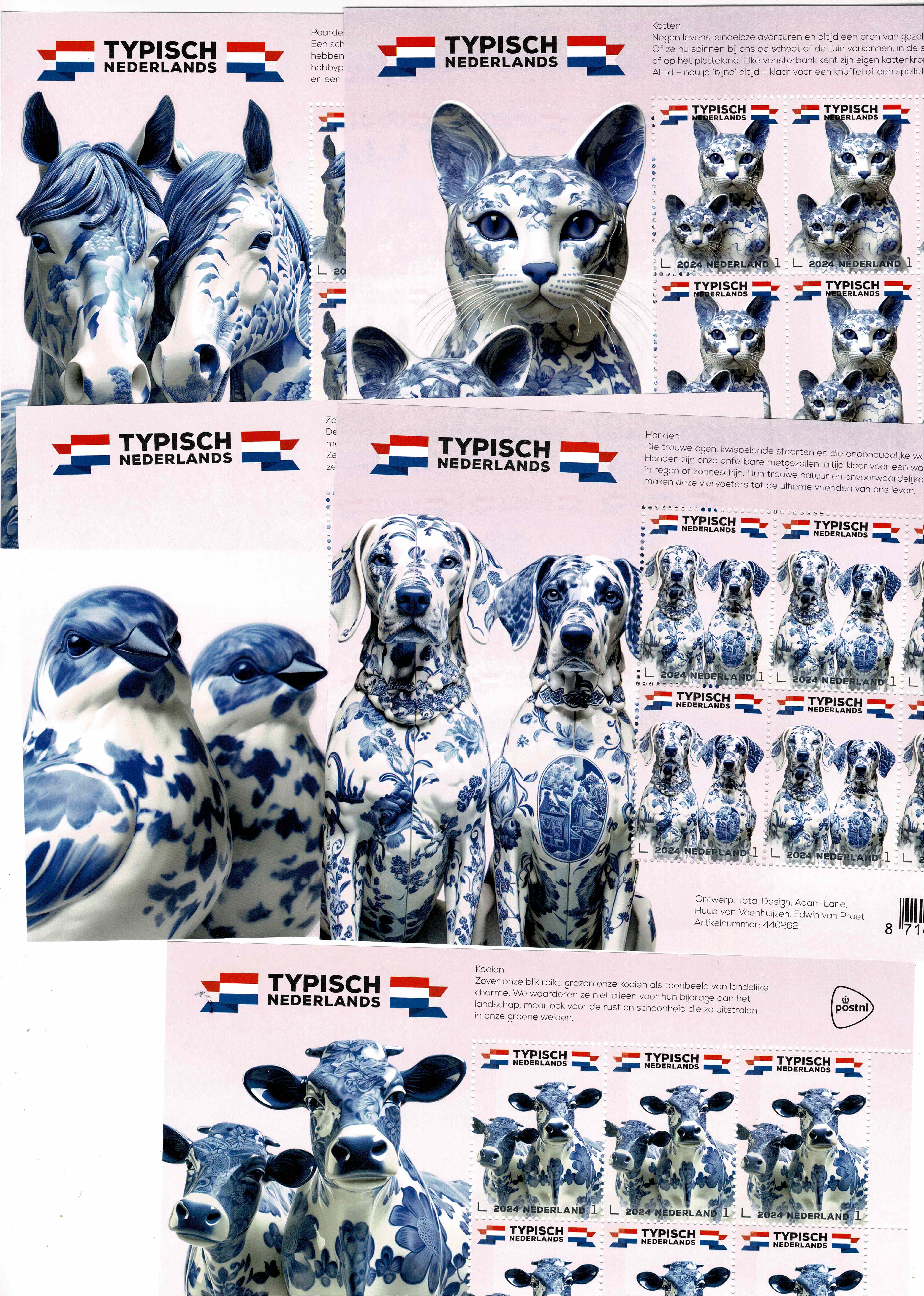 2024. Typisch Nederland ~ Keramiek complete set van 5 vellen **