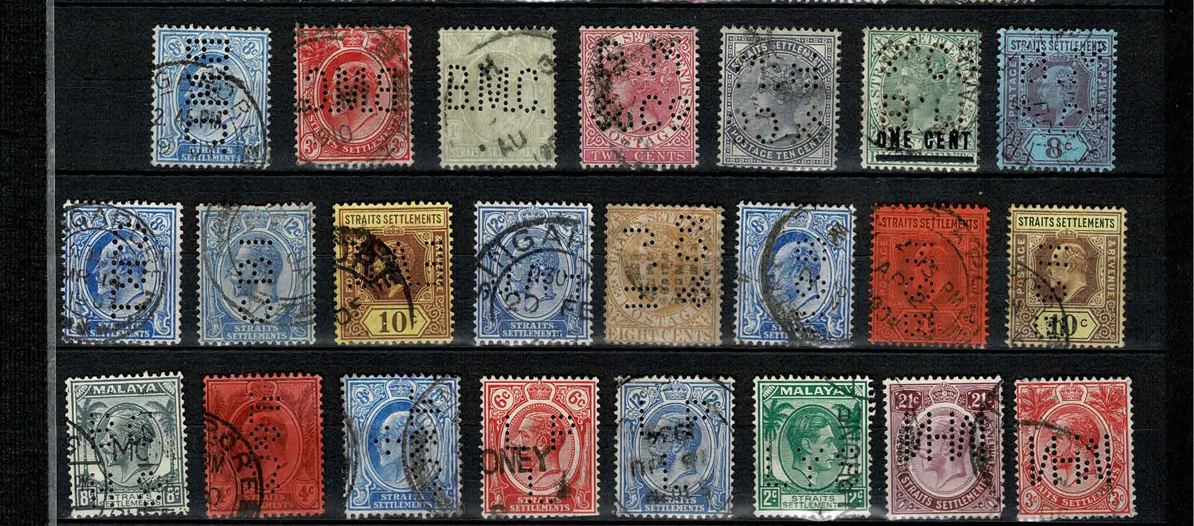 Straits Settlements 66 Perfins ~ firmaperforaties