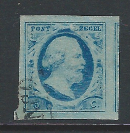 1r blauw, plaat VI-57 met deel buurzegel