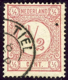 30AI  ½ ct. roze, lijntanding 14 grote gaten 1877