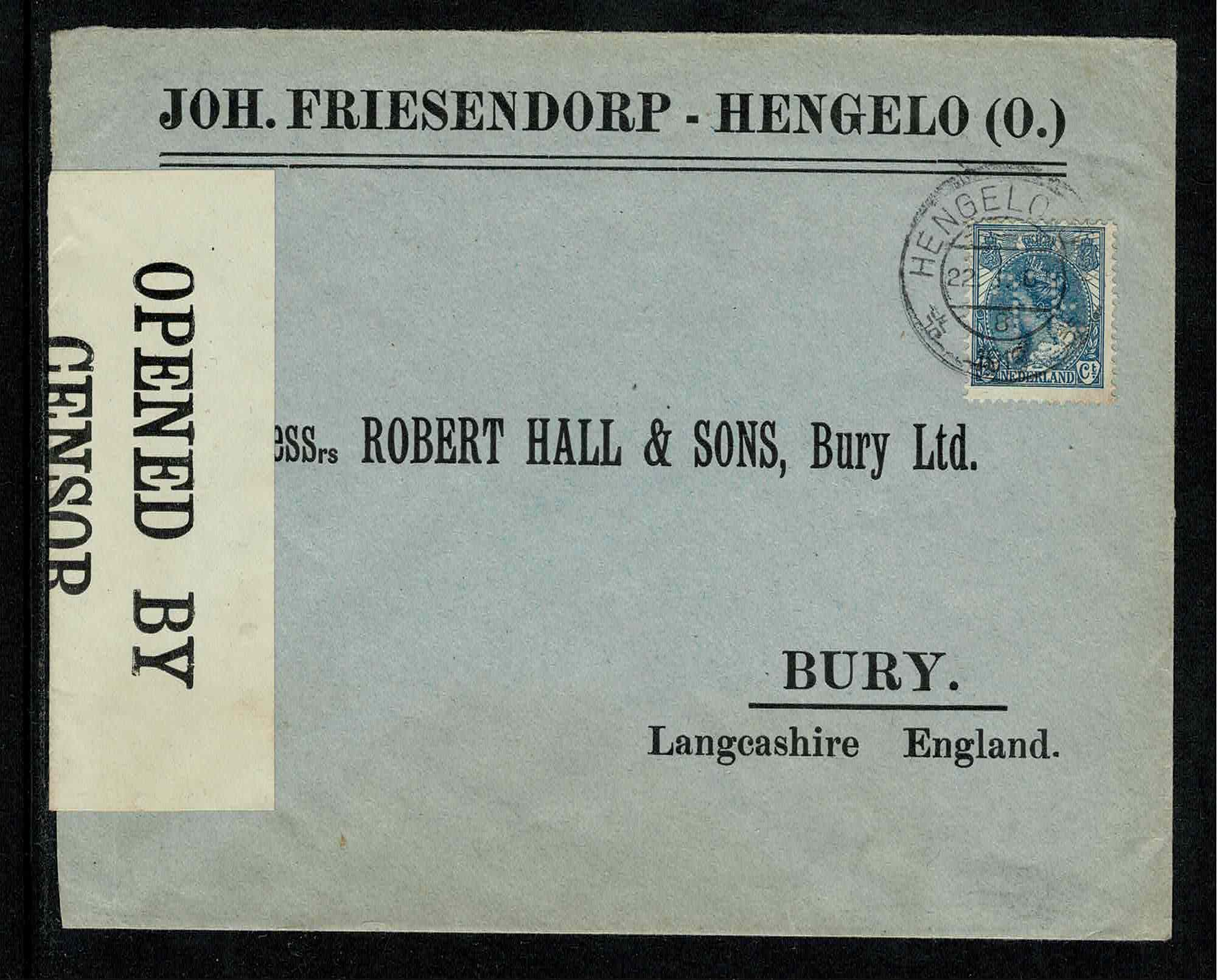 JF Joh. Friesendorp ~ Hengelo met censuur