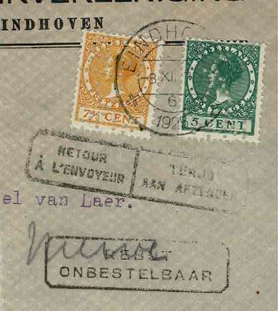 NBV Eindhoven  naar Brussel "Retour Afzender"