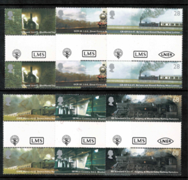 Engeland 2004. Stoomlocomotieven. Serie 6 waarden in Brugparen **