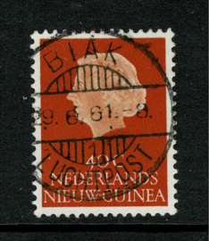 1961. 32. 40 ct. oranje met lange balkstempel Biak - Luchtpost