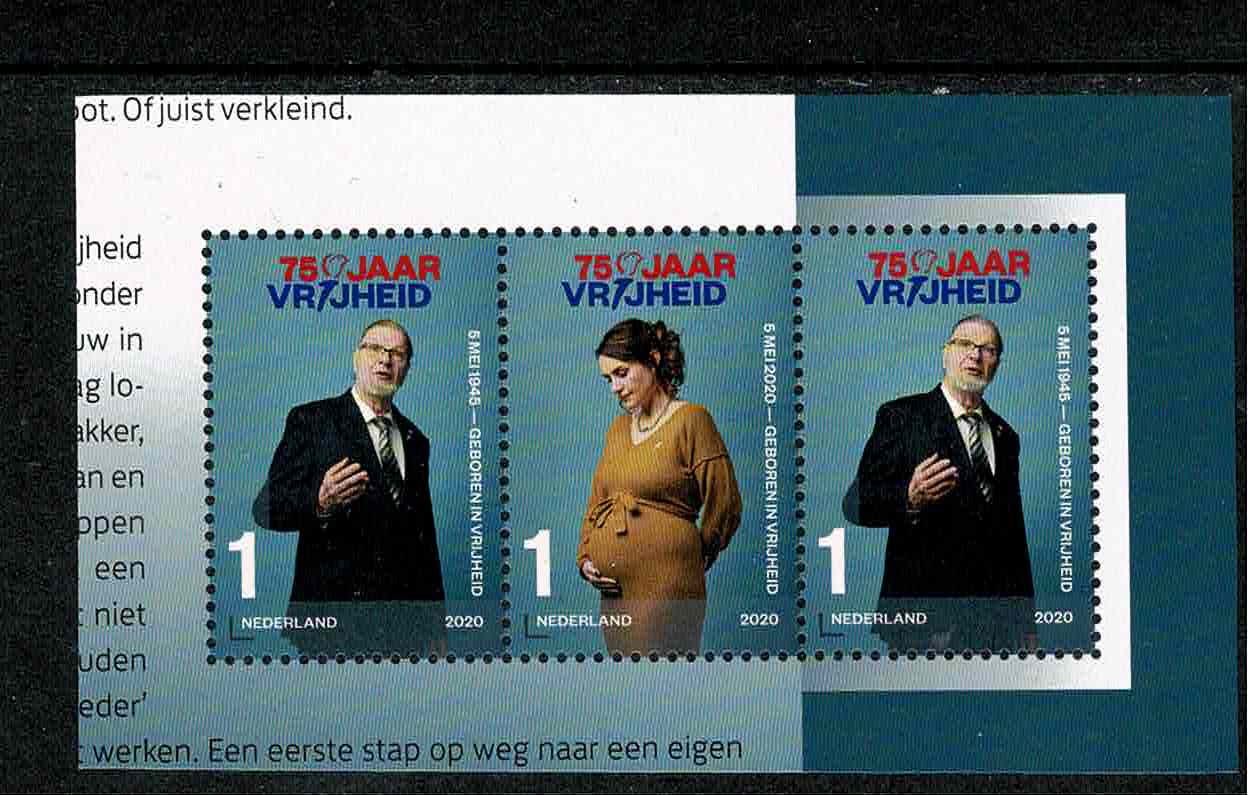2020. 3442/3a"Leven in Vrijheid"  in 2 strips van 3 Tandingg 14 x 13 ½ ︎︎ ❇︎❇︎