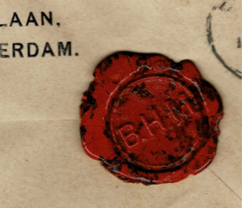 BHM  B.H. Manus' Tabakshandel NV pracht R Couvert met 3 kleuren frankering