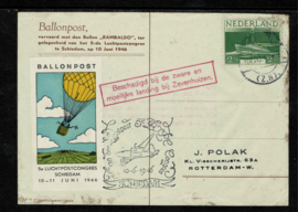 1946. 429 op ballon-poststuk met diverse stempel en vignet✉️