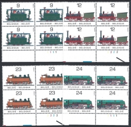 België 1985. 2170/73 in ⊞ met plaatnummers. 100 jaar Spoorwegen NMBS **