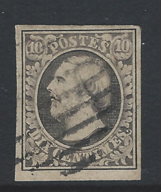 1852. 1. 10 cent grijs-zwart. Luxe exemplaar