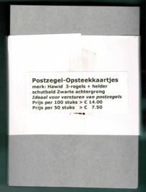 Hawid zwarte insteekkaartjes, 3-regelig met schutblad. 100 stuks