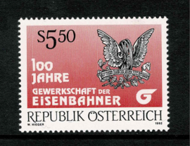 Oostenrijk 1992. 100 jaar Bewerkschaft der Eisenbahn **