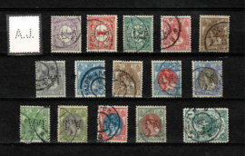 Perfin AJ type 1 in 15 zegels