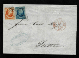 1866 4 en 6 pracht ex. op briefomslag