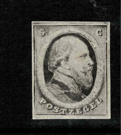 1864. Kleurproeven in Zwart 5, 10 en 15 cent (*)