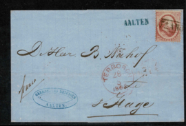 1865. 5. 10 cent op briefomslag van AALTEN naar 's-GRAVENHAGE