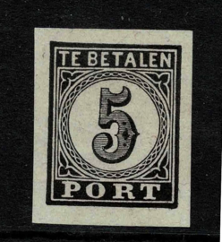 1870. Proef P.3q 10 ct. zwart op grijs papier