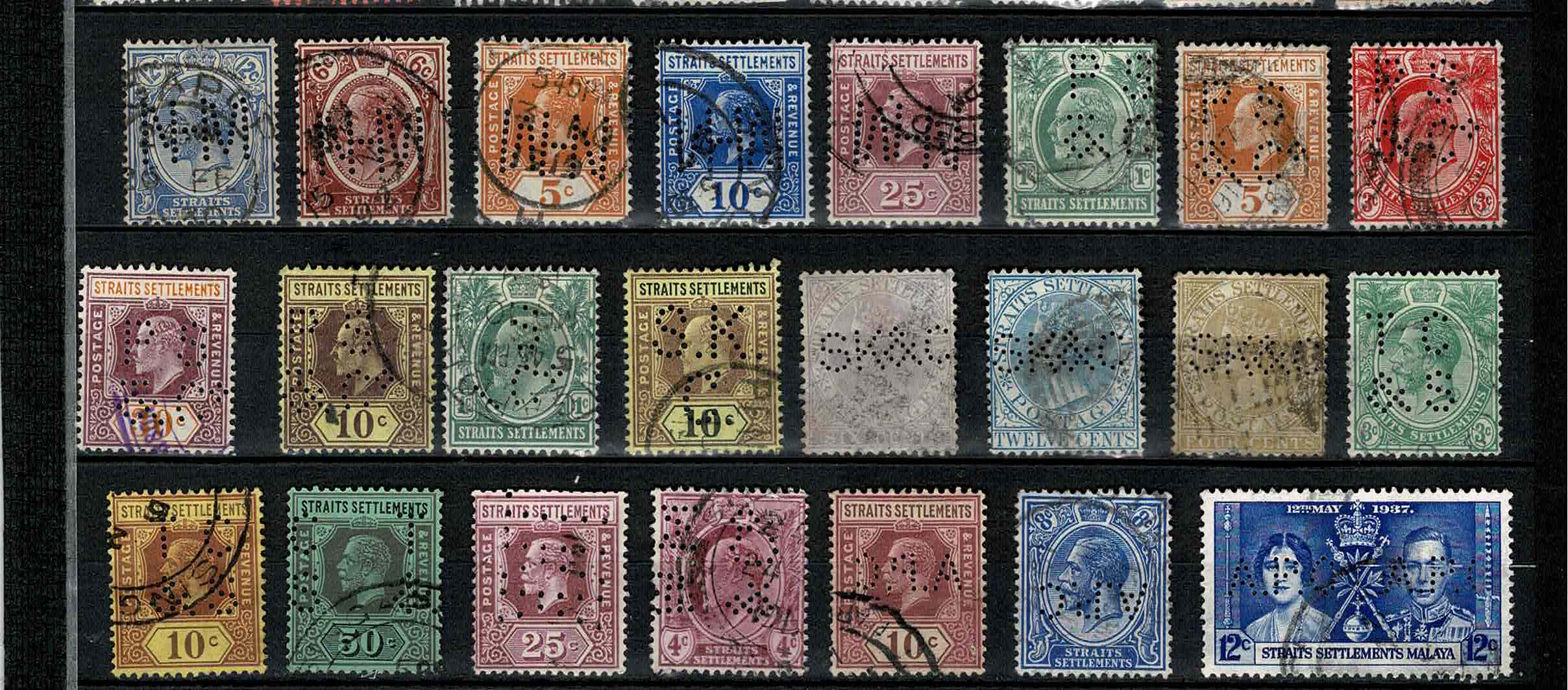 Straits Settlements 66 Perfins ~ firmaperforaties