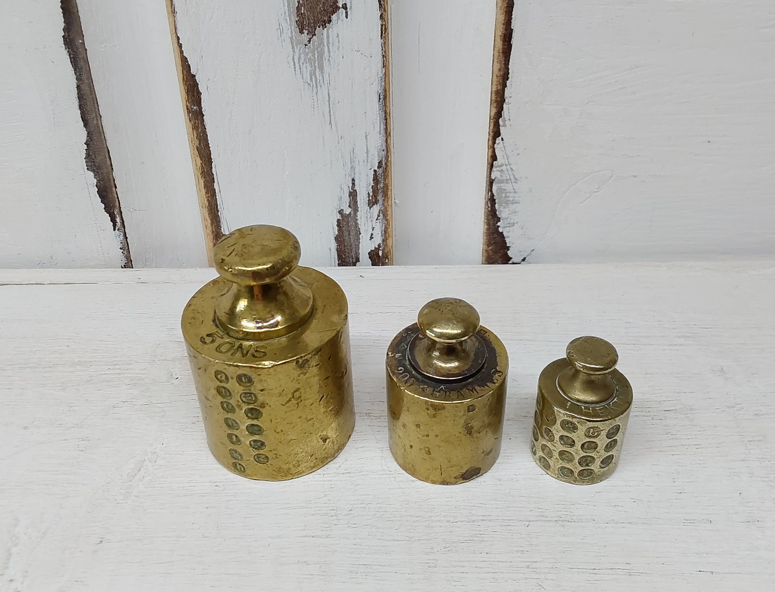 3 koperen gewichten