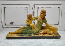 Art Deco sculptuur Polychroom gips Arnova