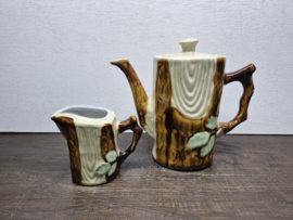 Theepot en melkkannetje Barbotine