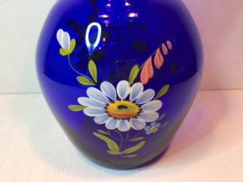 Blauwe handbeschilderde vaas