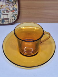 Duralex amberkleurige koffiekop