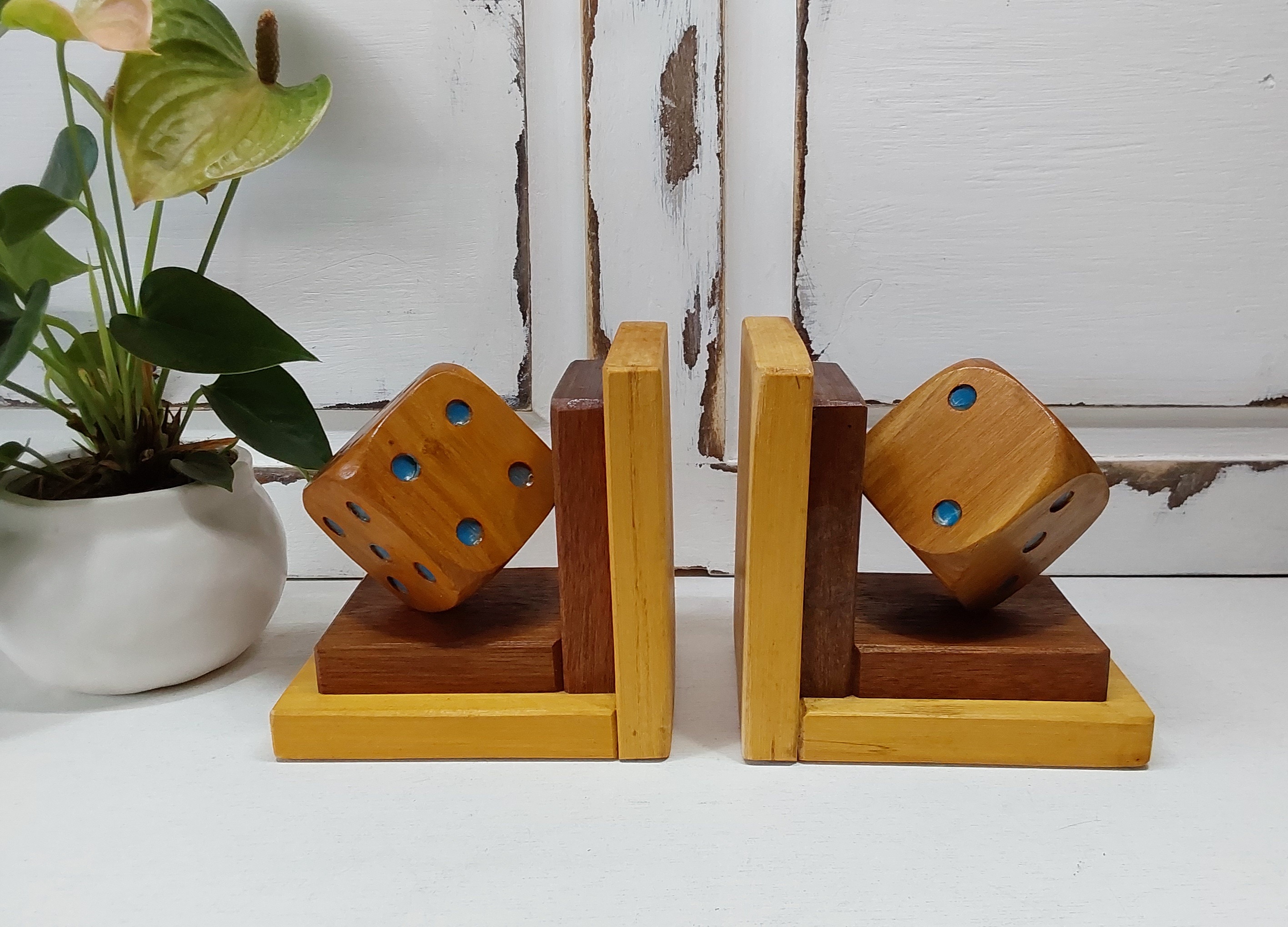 Vintage houten boekensteunen
