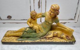 Art Deco sculptuur Polychroom gips Arnova