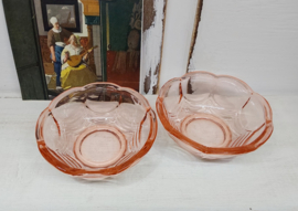 2 roze persglas schaaltjes
