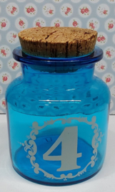 Jaren 70 voorraad pot van blauw glas