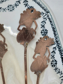 5 Wajang lepeltjes, rood koper