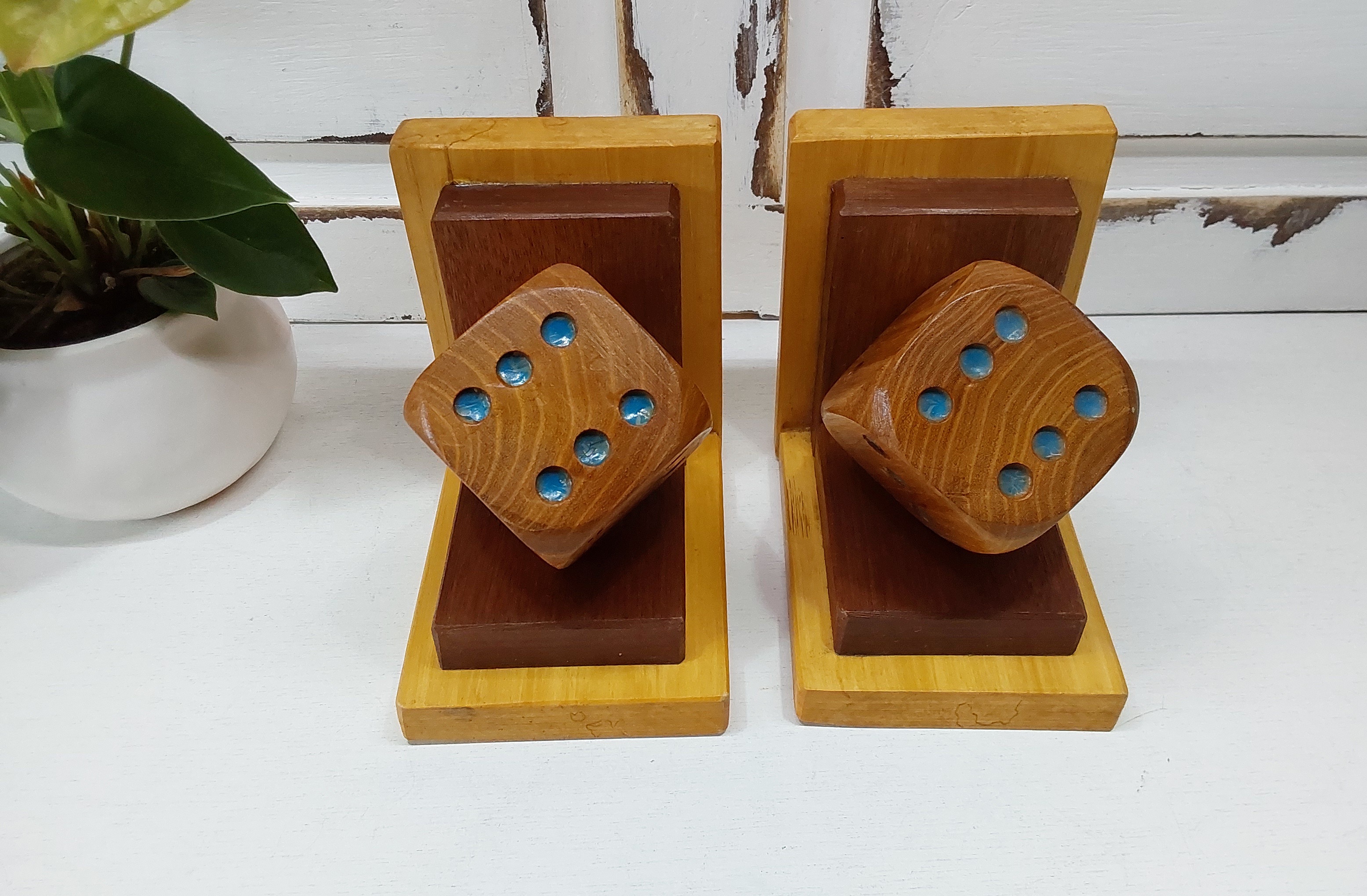 Vintage houten boekensteunen