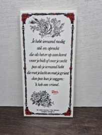 Mosa tegel met gedicht Toon Hermans