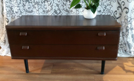 Vintage lage ladekast, dressoir