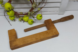 Oude houten schroefklem/lijmtang