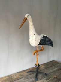 BU20110079 Unique old French stork wind vane. The symbol for the Alsace region. Beautiful detailed and in very nice condition! / Size: 97 cm. high / 62 cm. wide.  Shipping possible inquire about the shipping costs.