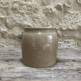 AW20111259 Oude Frans pot van grés aardewerk in prachtige staat! Afmeting: 18 cm hoog / 17 cm doorsnede