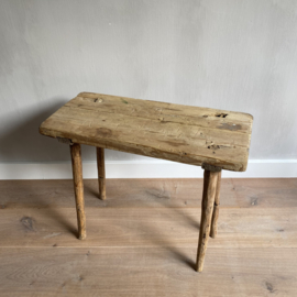 OV20110949 Old Swedish rustic stool in beautiful weathered condition! Size: 59 cm long / 47 cm high / 27 cm deep. Pick up in store only!