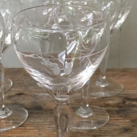 OV20110501 Set of 11 old French glasses with beautifully engraved motif. Period: 1920s in perfect condition! Size: 12.5 cm. high / 6 cm. section