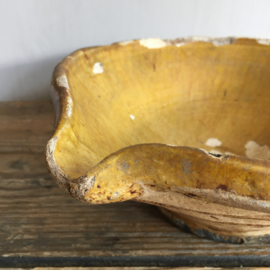 AW20110611 19th century French cream bowl. Beautifully weathered and lived through ... Size: 7 cm. high / 20 cm. cross section.