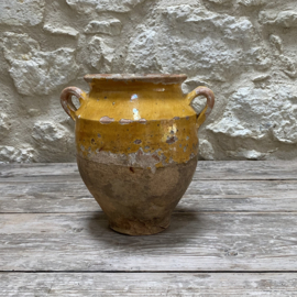 AW20111321 Antique French confit pot period: 19th century in beautifully weathered condition! Size: 24 cm high / 15.5 cm cross section