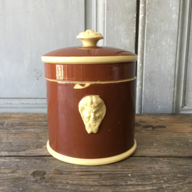 AW20110195 Big old French foie gras pot in perfect condition with stamp - Sarreguemines - 6. Size: 16 cm. high / 12 cm. cross-section.