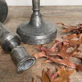 OV20110865 Set of antique French pewter candlesticks holders In beautiful weathered condition! Size: 25 cm. high / 12.5 cross section (feet)