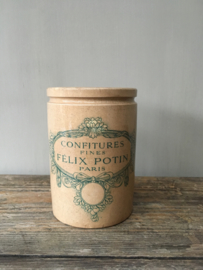 AW20110461 Prachtig beboterde Felix Potin confiturepot uit Parijs in perfecte staat! / Afmeting: 13,5 cm. hoog / 9 cm. doorsnede.