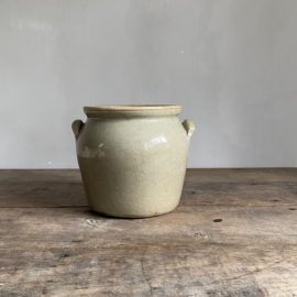 AW20111190 Oude Franse pot van grès aardewerk in prachtige staat! Afmeting: 19,5 cm hoog /  18 cm doorsnede