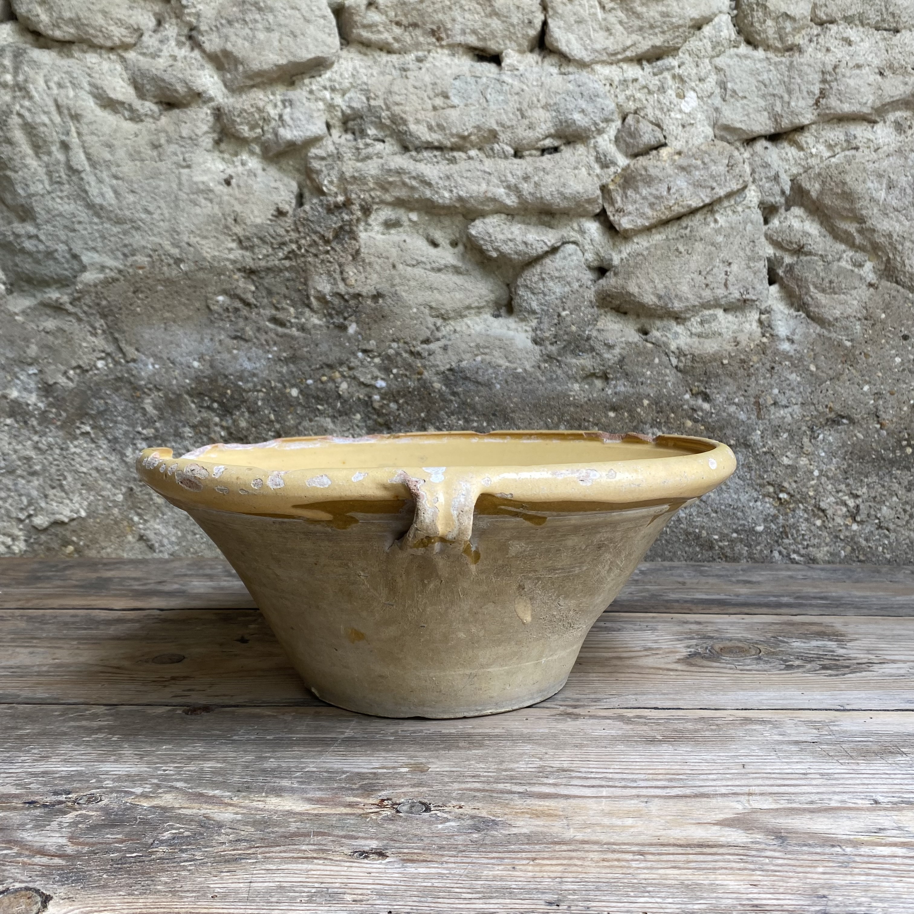 AW20111233 Antique French Gresalle in a nice small size, period: 19th century. In beautifully weathered condition! Size: 13.5 cm high / 33 cm cross section